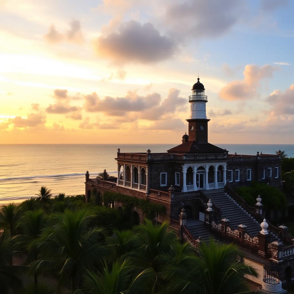 Galle Fort lighthouse at sunset